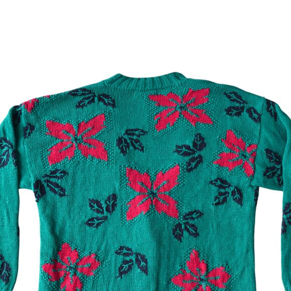 Vintage Oversized Cardigan in Turquoise and Hot Pink Floral Knit - Picture 8 of 8